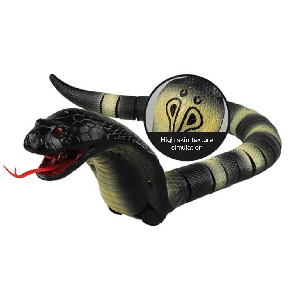 Simuleret fjernbetjening slange nyhed naja cobra dyr trick skræmmende ondskab legetøj rc haven forfærdelige rekvisitter børn legetøj: Sort
