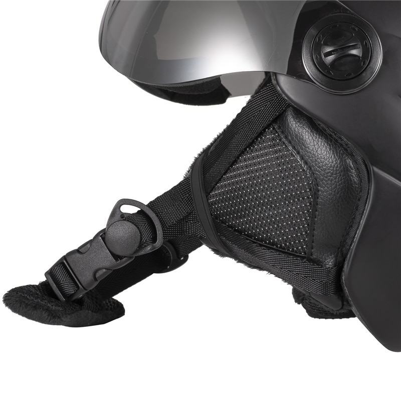 Goggles Snowboard Helmet CE Integrally Ski Helmet With Goggle Half-covered Outdoor Sports Black Skiing Helmet