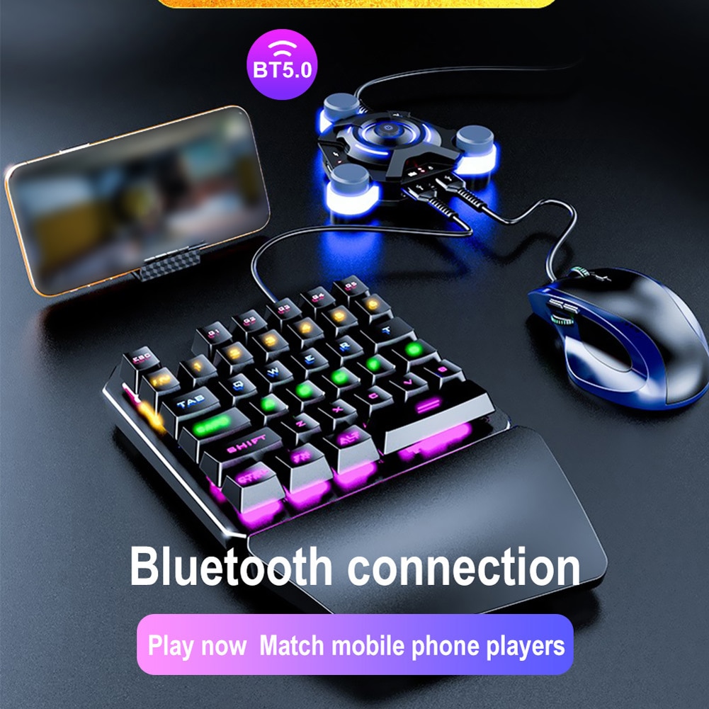 Usb Gaming Toetsenbord Wired Backlit Een-Handed Gaming Toetsenbord Mini Draagbare Mobiele Telefoon Gaming Toetsenbord V100
