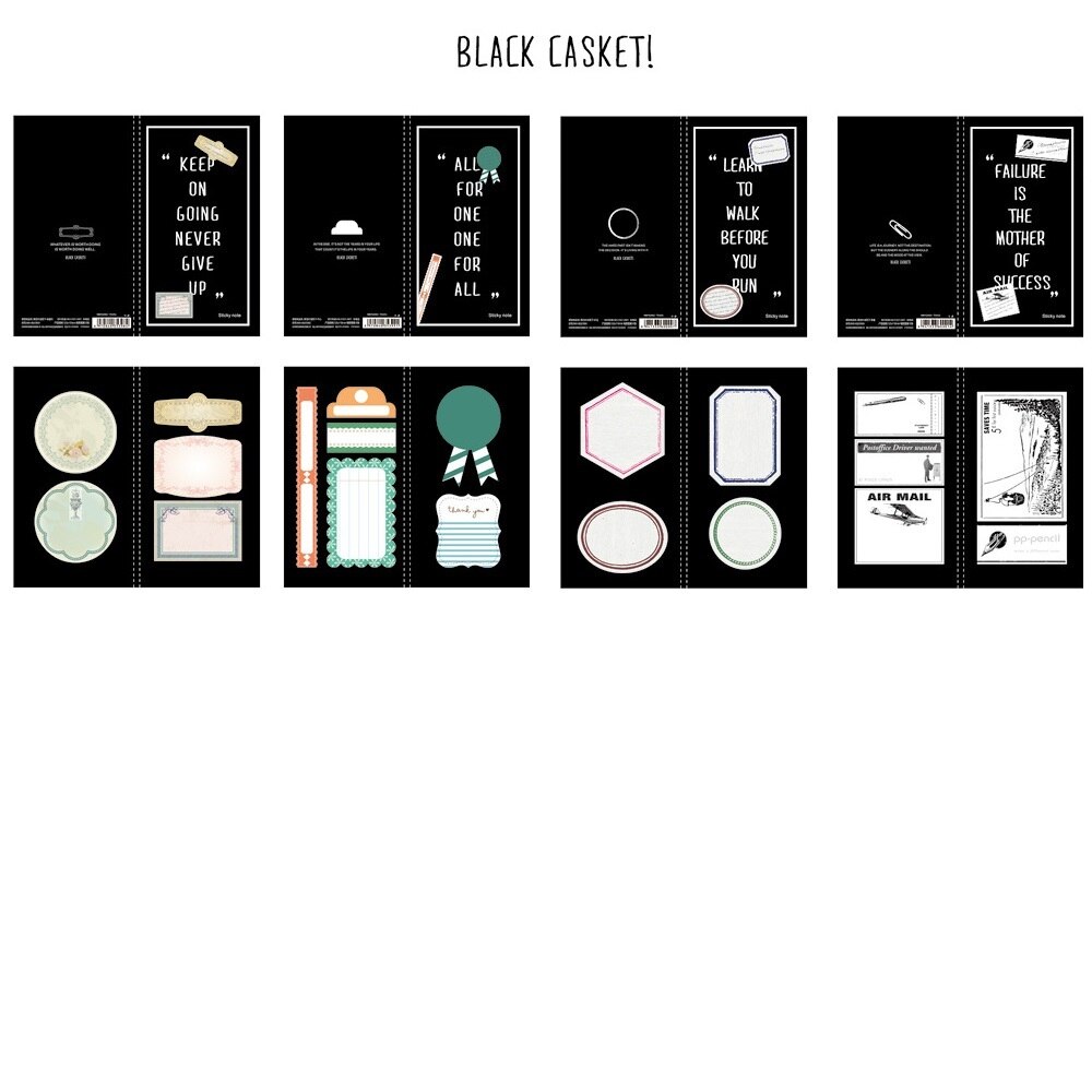 4 Stuks Retro Notebook Memo Pad Set Vintage Note Zwarte Kist Hall Of Fame Bill Historicus Briefpapier Kantoor Schoolbenodigdheden a6303: Black casket set