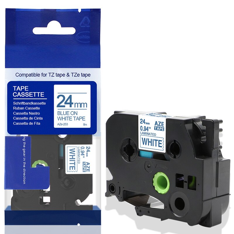 Fimax 1 Pack kompatybilny z Brother TZe651 TZe-251 TZE-451 drukarka do etykiet p-touch TZe-651 czarny na żółtym TZe-151 TZe-251 tze-551: Blue on White 253