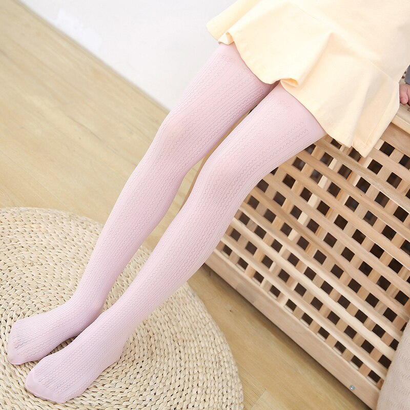 Girls' wave pattern velvet pantyhose summer thin white stockings leggings spring and autumn exercise special dance socks