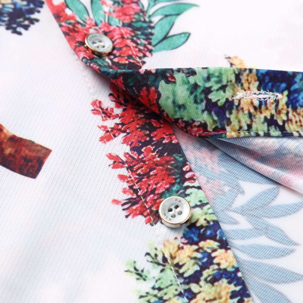 Jz chief heren bedrukte bomen l shirts casual feestkleding korte mouwen hawaiiaans overhemd slim fit bloemen sociaal overhemd plus maten