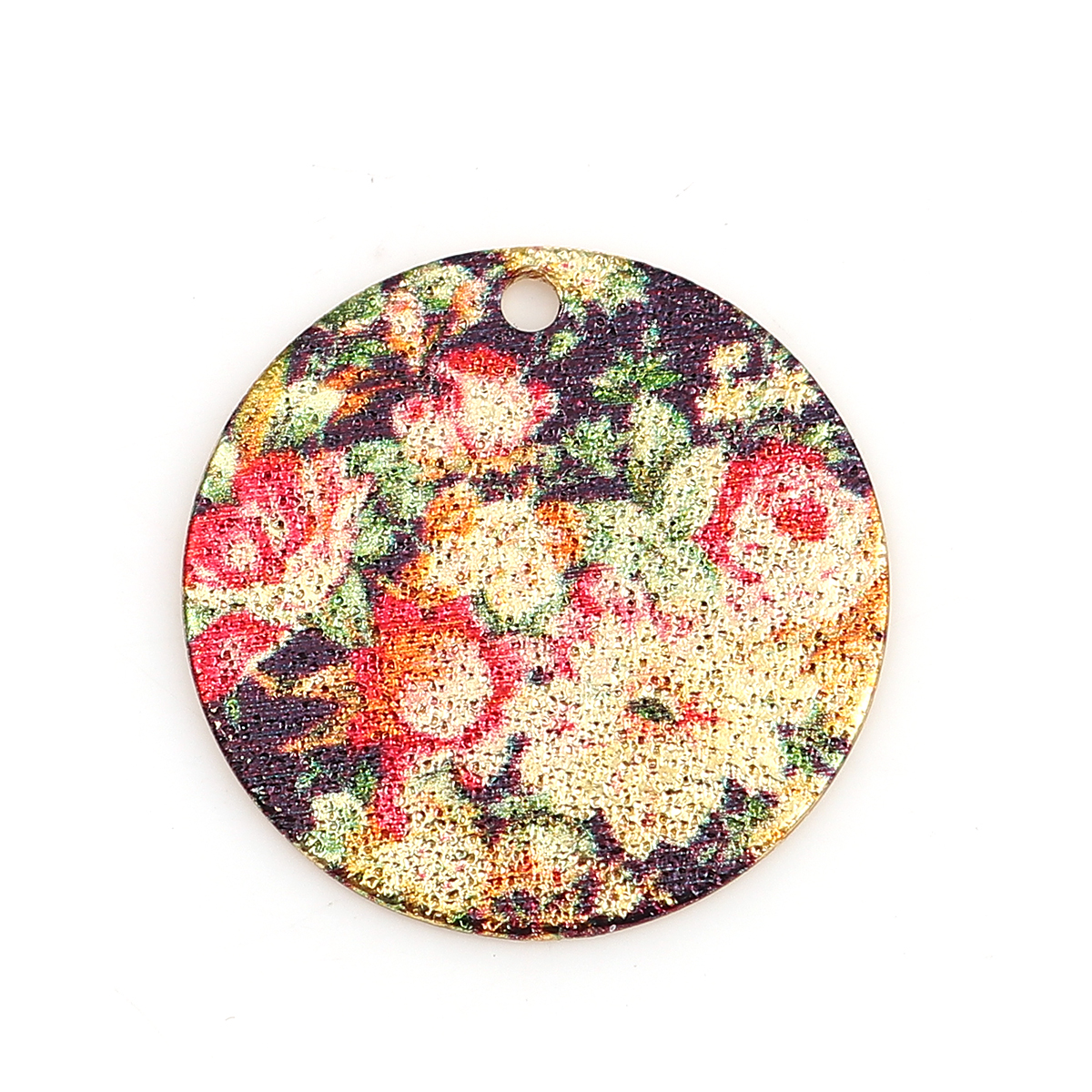 DoreenBeads Women Zinc Based Alloy Enamel Painting Charms Round Gold Color Multicolor Geometric 20mm( 6/8&quot;) Dia, 10 PCs: 5