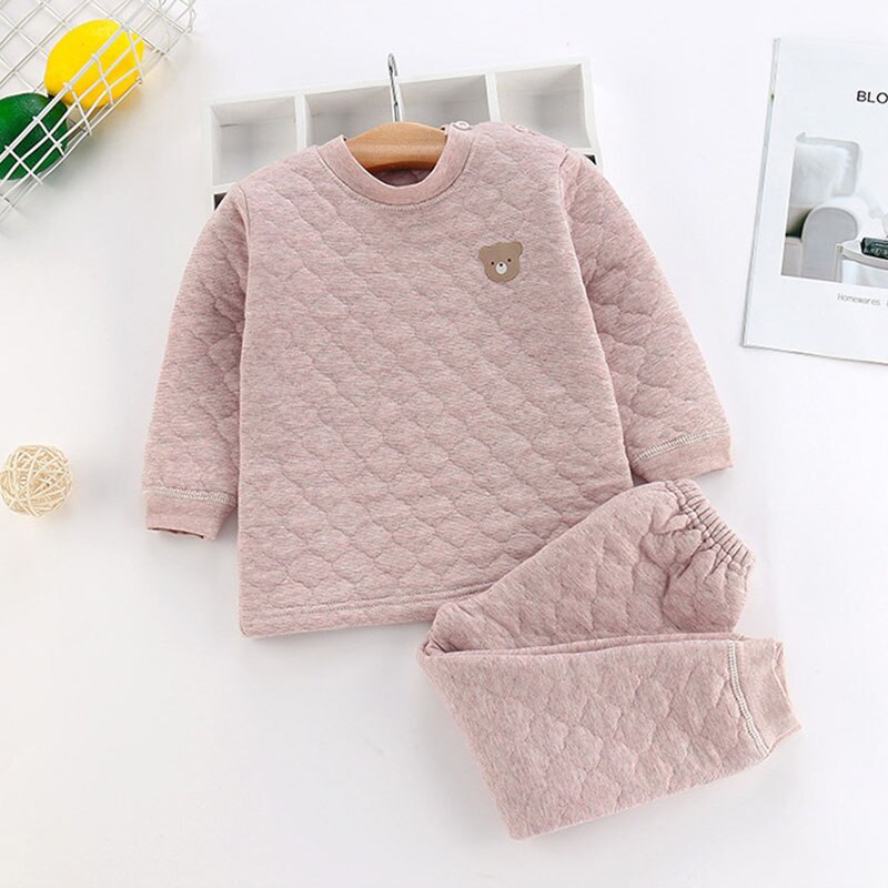 herbst Winter Pyjamas Für Kinder Plus Samt Verdickung Housecoat Set Warme Freizeit Haus Jungen Outfit Nette Mädchen Kleidung