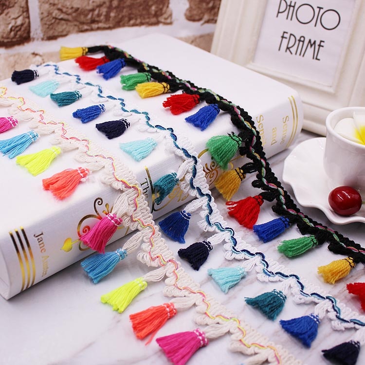 Meldplicht 2y/lot 5 cm Katoenen Draad Kwastje Kant Lint Trim Fringe Stof Kleding Naaien Ambachten DIY Decor Materialen