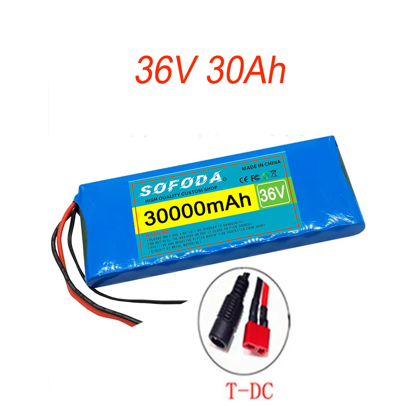 36V 10S1P 30000mAh Battery Pack 20Ah 18650 Lithium Li-ion Rechargeable Batteries 30Ah BMS 500W: PURPLE