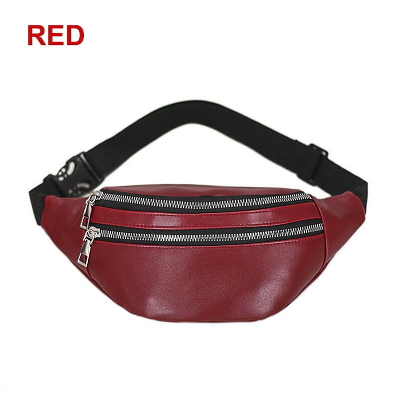 Marsupio moda PU cerniera in pelle grande capacità Casual borse sportive a tracolla borsa a tracolla multifunzione per uomo e donna nuovo: red