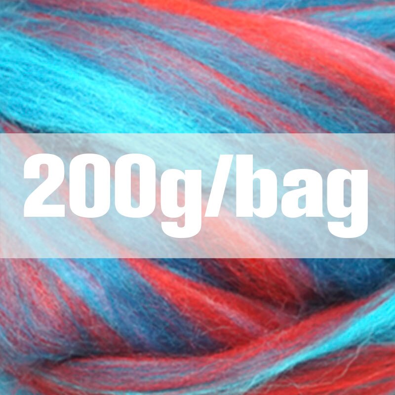 Extra Fijne kleur mengsel Merino Wol Gemengd wol roving fiber 50G Perfect in Nat en naaldvilten y06: 200g