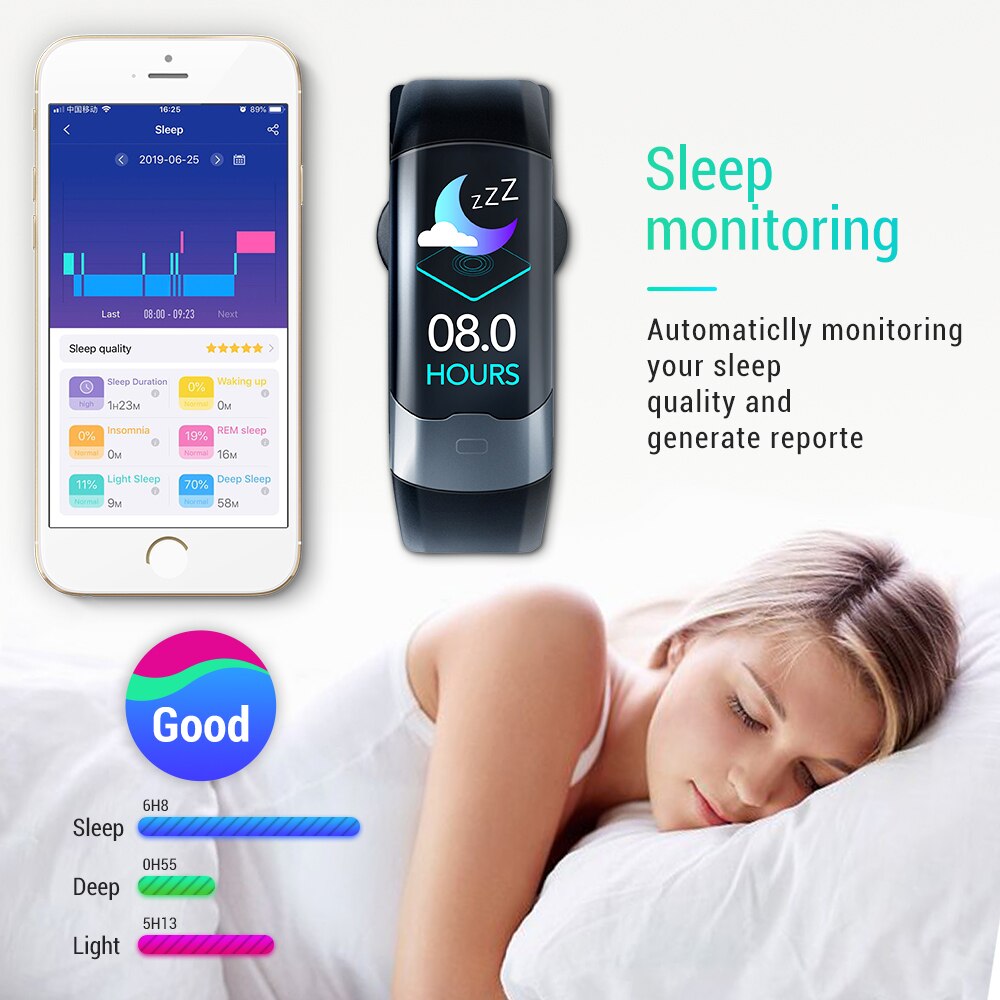 AVATTO ECG PPG HRV Smart Bracelet IP68 Waterproof Blood Pressure Oxygen Heart Rate Monitor Sport Tracker Men Women Wrist Band