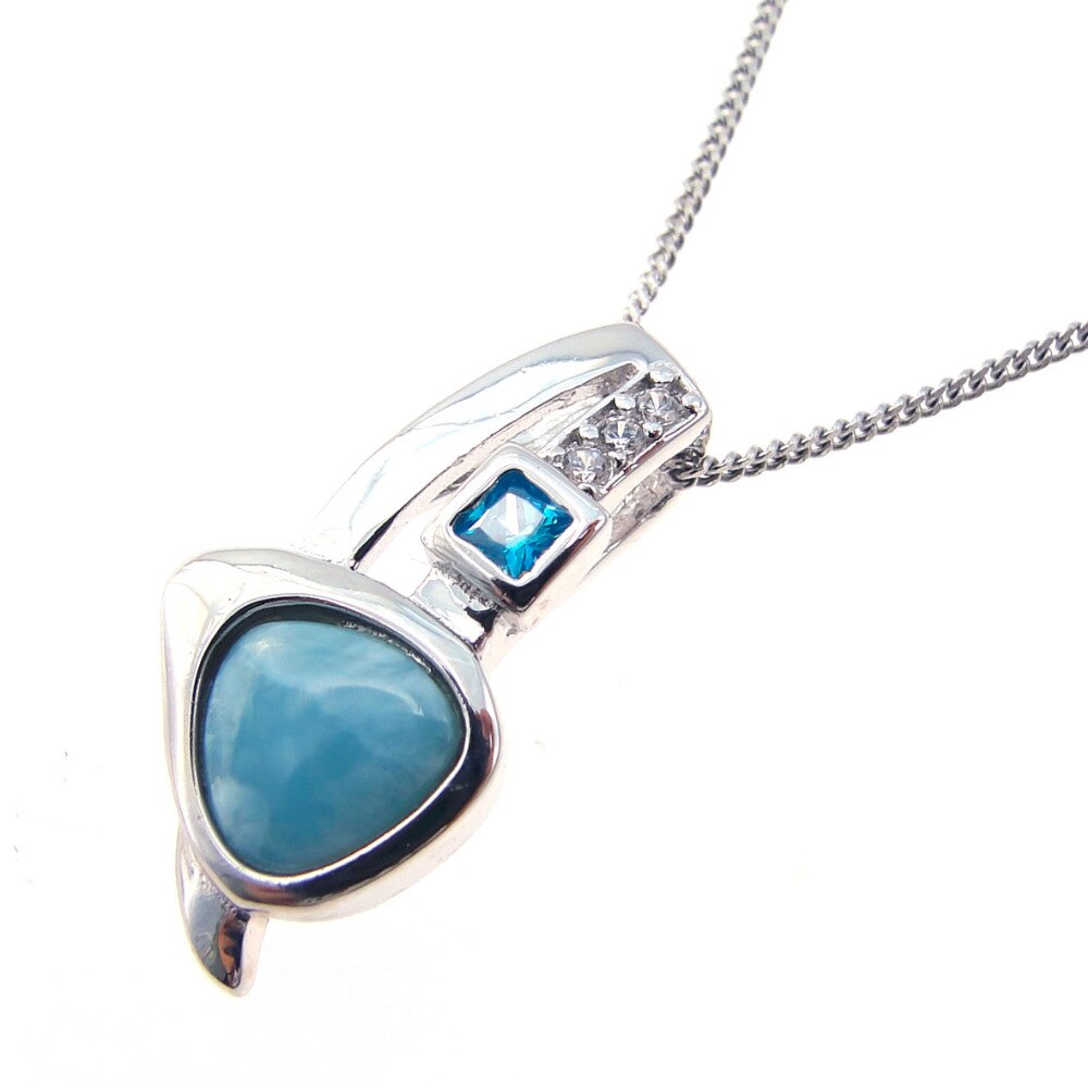 Pendentif Larimar dominicain en argent Sterling 925 solide, joli pour elle, à la , bijoux précieuses pendentif à breloque