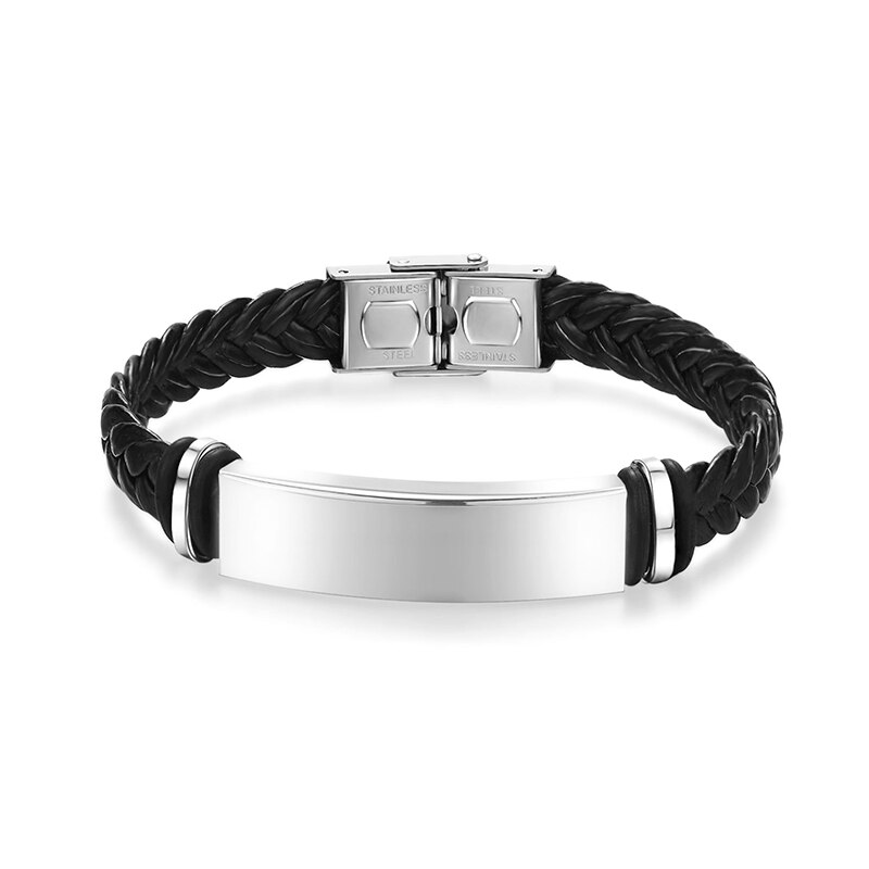 Mode Handgemaakte Geweven Lederen Armband Bangle Charm Rvs Accessoires Sieraden Vrouwen Mannen Magneet Sluiting Armband: sliver