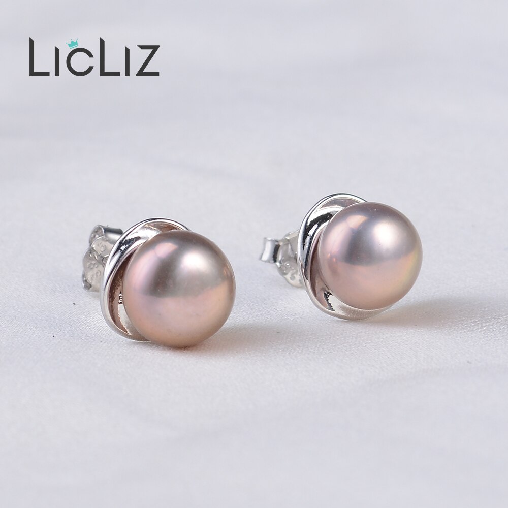 Licliz 925 Sterling Zilver Natuurlijke Zoetwater Parel Stud Oorbellen Voor Vrouwen Wit Roze Paars Parel Sieraden Brincos LAE0023