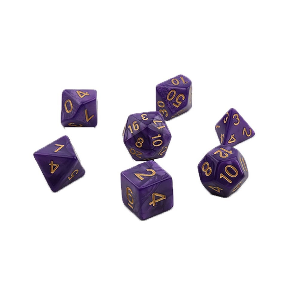 7pcs/set Games Gaming Dices Multi-sided Dices Desktop Game Accessories Multi Faceted Acrylic Dice Suit: Purple