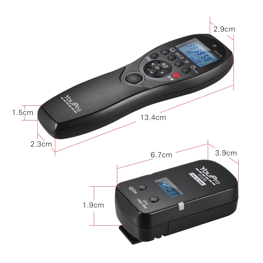 Youpro vt -2 trådløs fjernbetjening commander lcd timer udløser video sender modtager til sony  a7 serie videokamera
