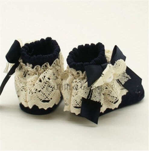 Mooie Baby Sokken Kinderen Prinses Strik Lace Ruffle Stroken Trim Ankle Meisjes Voeten Kous