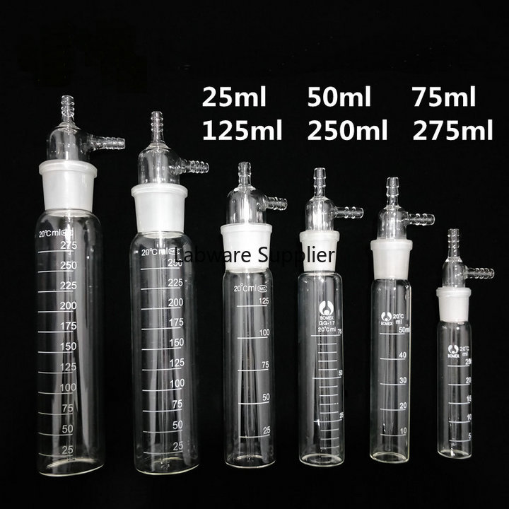 1 stk/partij 25 ml/50 ml/75 ml/125 ml/250 ml/275 ml Glas impact absorber fles, impingement gas sampler