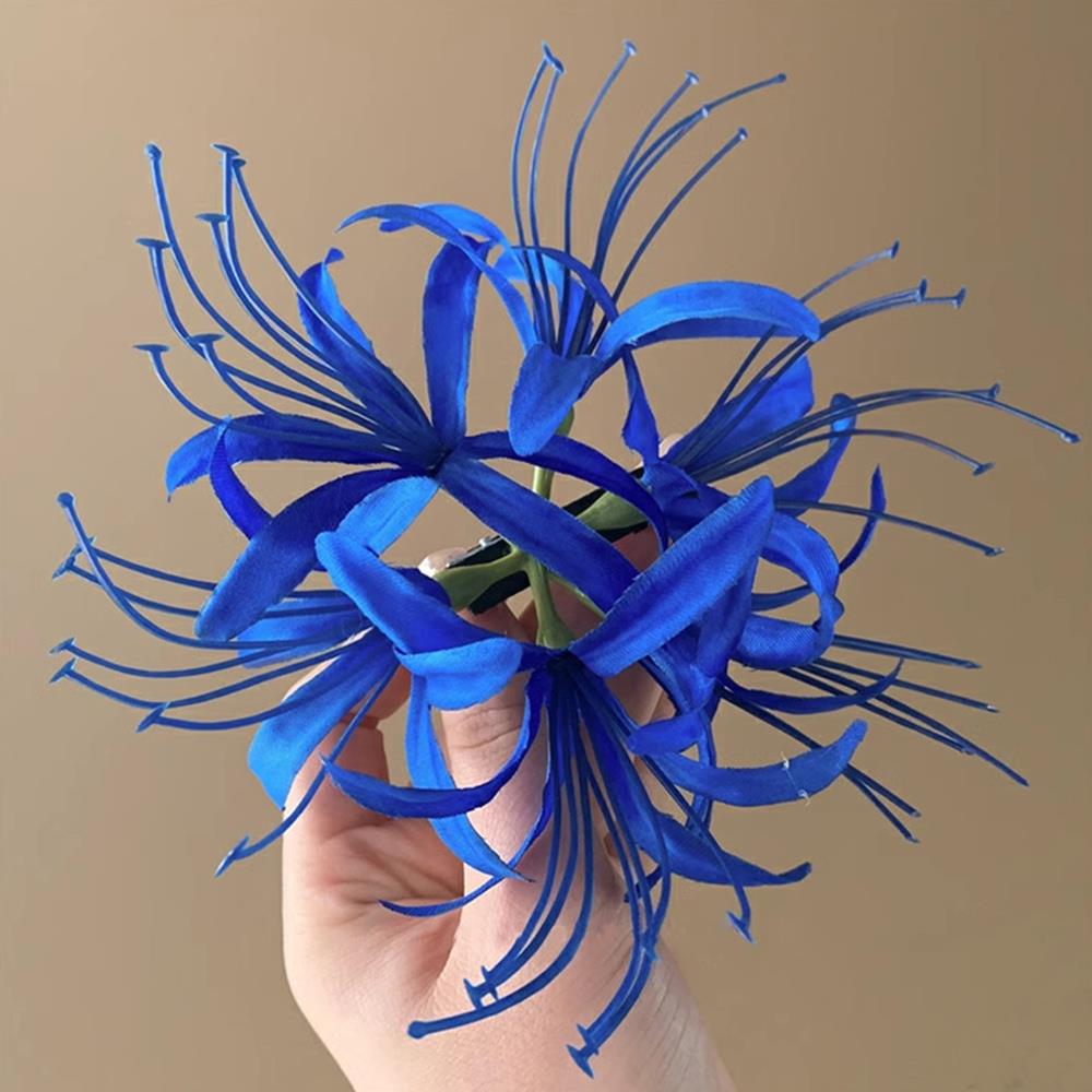 Red Spider Lily Hairpin Hair Accessories Big Flower Duckbill Clip Beach Bangs Side Clip Blue Simulation Flower Hairpins