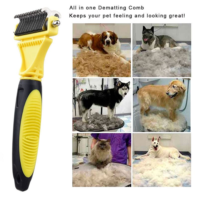 Dubbele Side Pet Bont Hond Borstel Kam Hark Haar Borstel Kat Grooming Deshedding Trimmer Tool Hond Kam Huisdier Borstel Rake 12/23 Blades
