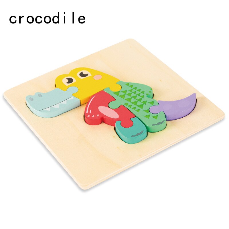 Big Wooden Puzzle Toys For Children Wood 3d Cartoon Traffic Animal Puzzles Intelligence Kids Early Educational Toys: crocodile