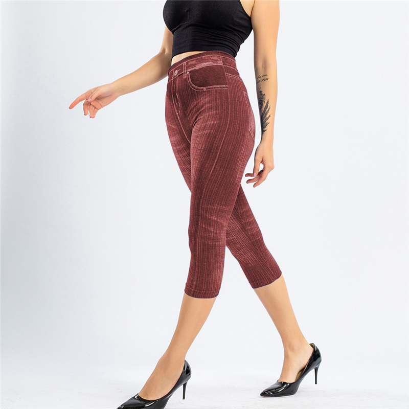 Pantalones vaqueros ajustados de cintura alta para mujer, pantalones Capri hasta la rodilla de mezclilla, de verano