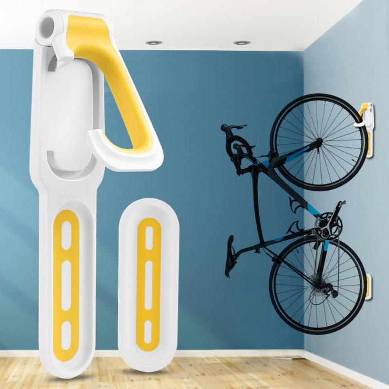Plast cykel væg krog holder udsøgt mtb mountainbike cykel vægmonteret opbevaring beslag nødvendige udendørs cykling gadgets: Gul