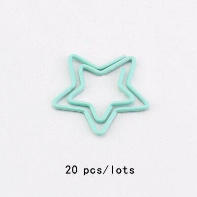 TUTU 20PCS/LOT star Shape Paper Clipsgreen pink Color Funny Kawaii Bookmark Office School Stationery Marking Clips H0028: green