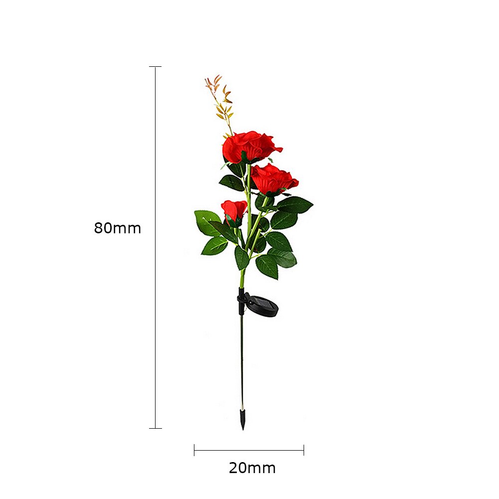 3 LED Solar Simulation Rose Flower Light IP65 Waterproof Garden Landscape Lamp Solar Bollard Light Led Solar Stick Lights: Red