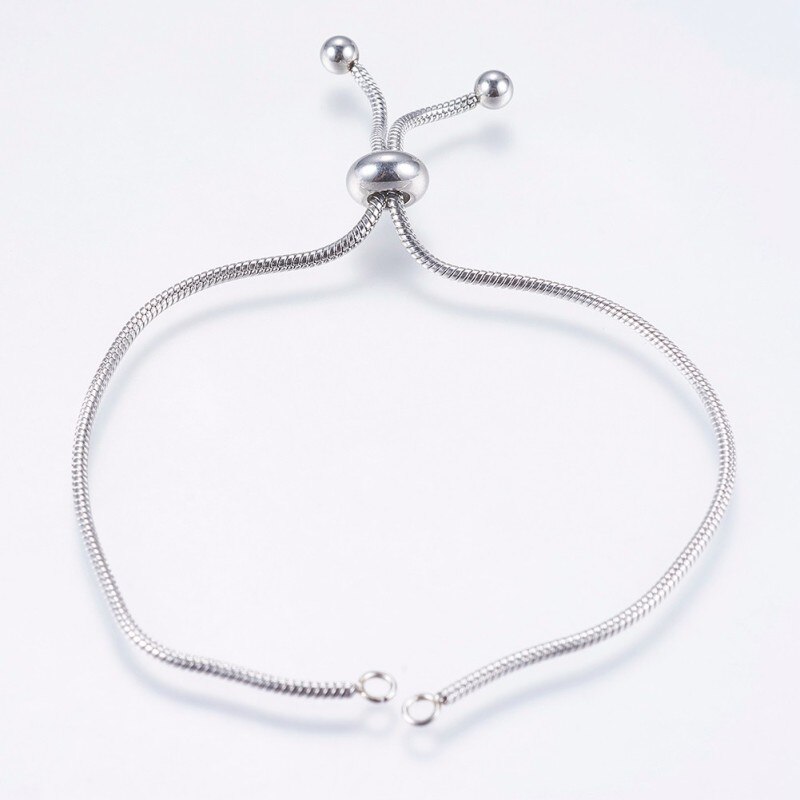 Pandahall 10Pcs 230Mm Verstelbare 304 Roestvrij Armband Maken Slider Armbanden Voor Vrouwen Diy Sieraden Charm Armbanden Maken: Type 2-Platinum