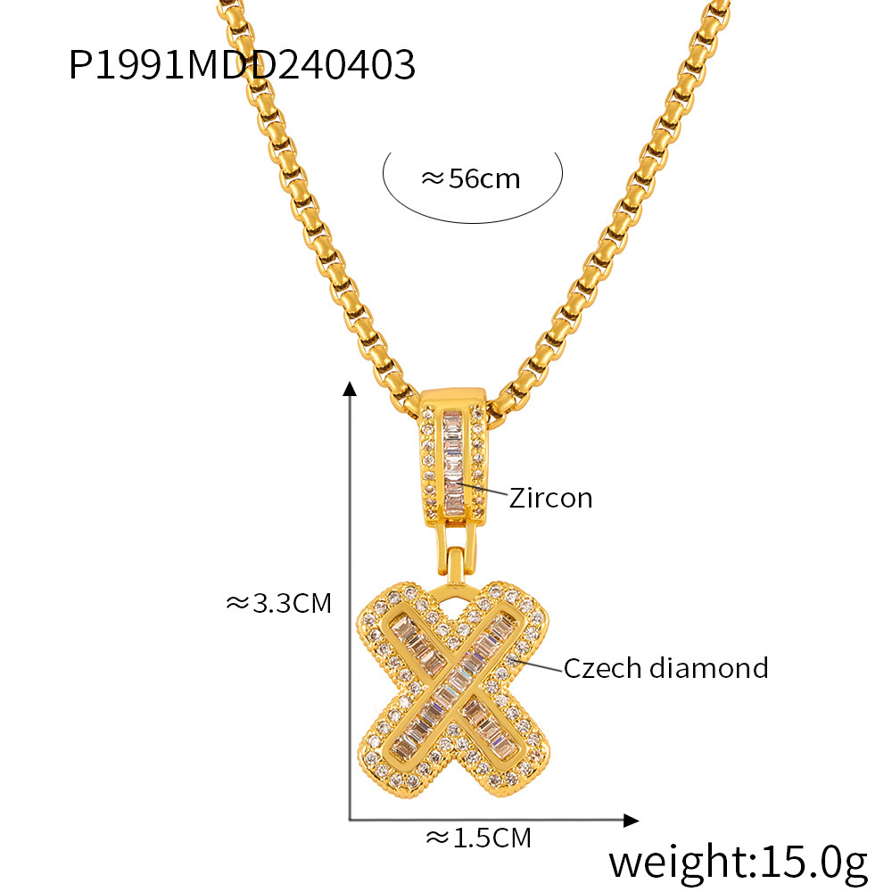 26 Letters Pendant Necklace For Women Men Unisex Stainless Steel 18K Gold Plated Waterproof Long Necklaces Couples Neck Chain