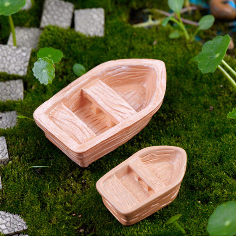 2 unid/set DIY adornos accesorios resina artesanía Retro madera barco Modelo figura juguetes Micro jardín decoración