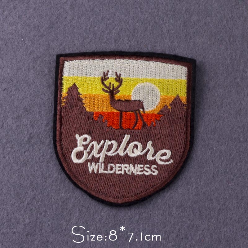 Parches de oso/Lobo para ropa, bordado de Camping de montaña, pegatinas de rayas de viaje de aventura, parches para planchar en la ropa: PE3384CT