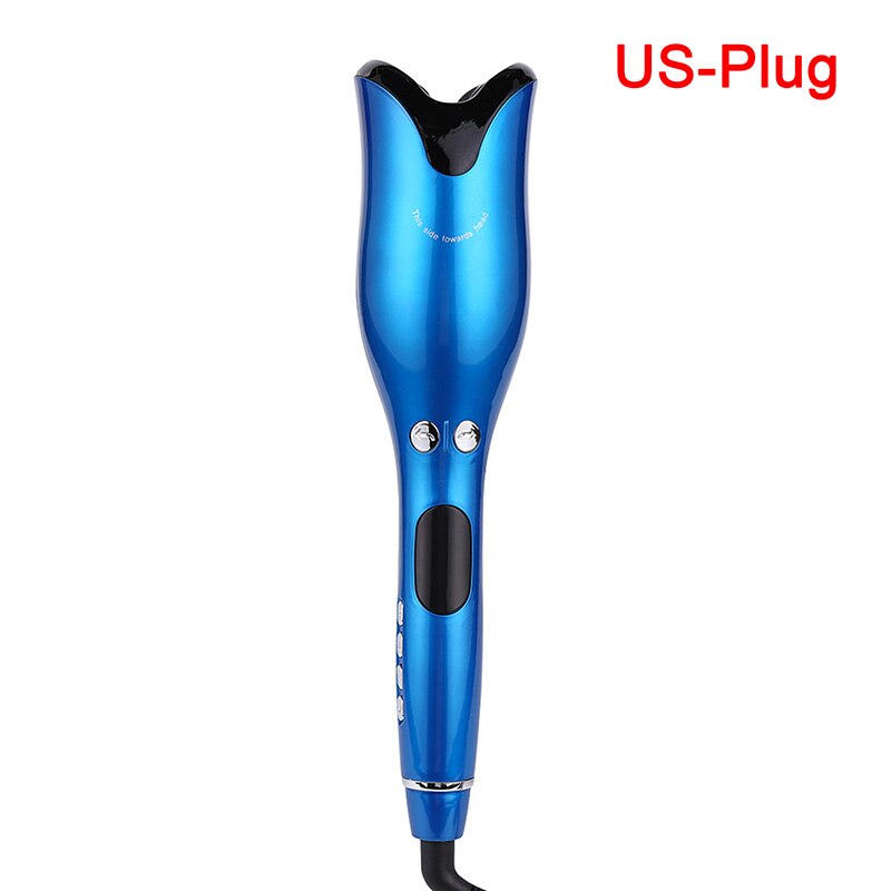 Automatic Curling Iron Air Curler Rotating Air Curly Wave Hair Styling Tool: Blue-US