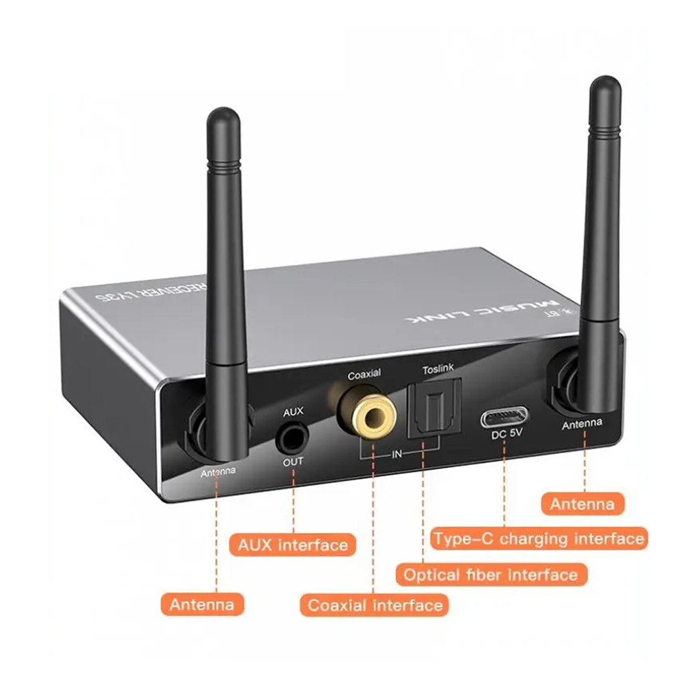 LY35 Bluetooth 5.3 Transmitter Receiver Stereo AUX 3.5mm Wireless Music Audio Adapter Remote Control DAC Audio Converter