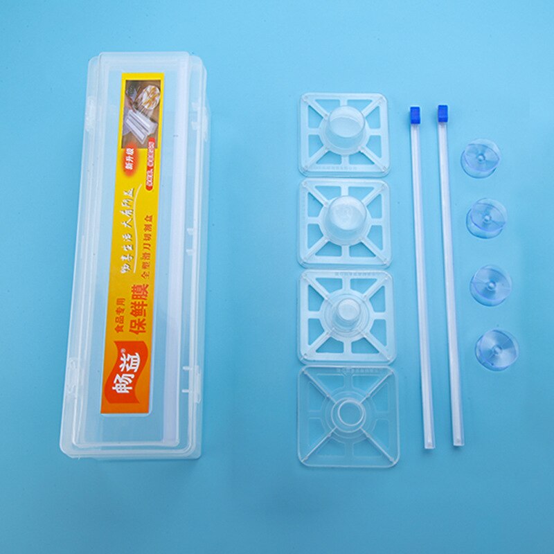 Plastic Keuken Folie En Vershoudfolie Wrap Dispenser Cutter Opslag Film Roll Case Met Cutting Blade: Default Title