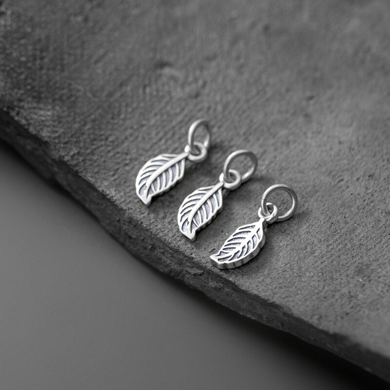 925 Sterling Zilver Casual Handgemaakte Matte Kleine Blad Charms Decoratie Ornament Matte S925 Zilveren Hanger Diy Sieraden Bevindingen