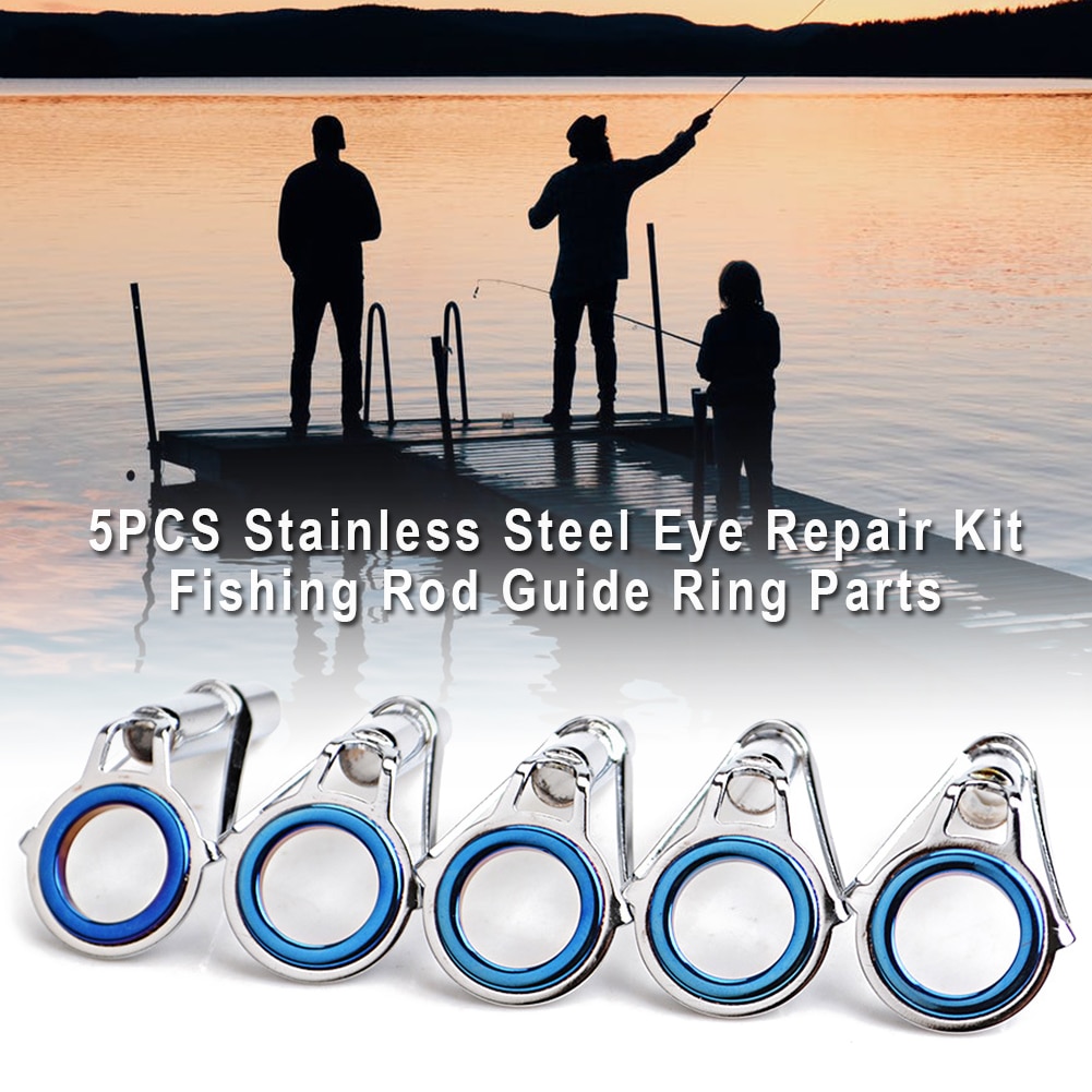 5 stks/pak Reparatie Kit DIY Professionele Eye Visgerei Cirkel Top Duurzaam Tip Rvs Hengel Slijtvaste Gids Ring