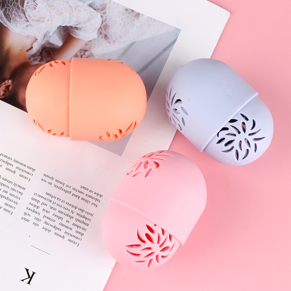 Leuke Siliconen Beauty Spons Opbergdoos Ei Stand Poederdons Drogen Houder Meeldauw Proof Cosmetische Puff Case Make-Up Accessoires
