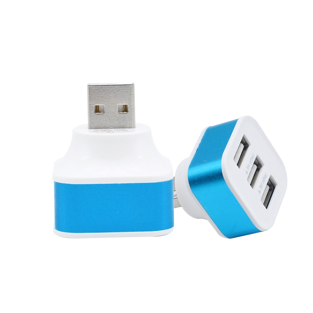 Portátil usb2.0 hub alta velocidade 3 portas liga de alumínio + abs telefone divisor adaptadores giratório plugue portátil cor aleatória
