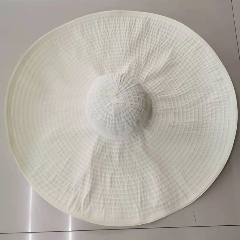 Chapeau en tissu à Large bord de 70CM pour femmes, surdimensionné et pliable, idéal pour la plage ou les voyages, à la: white