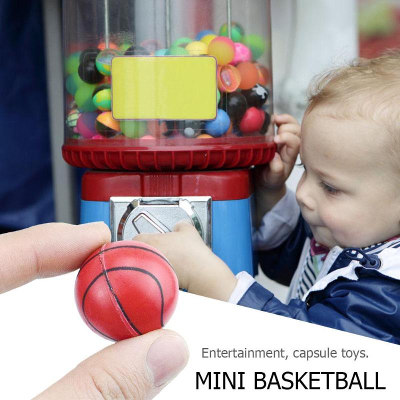 Basketball Shape Bouncing Ball Elastic Rubber Balls Pinball Capsule Toys