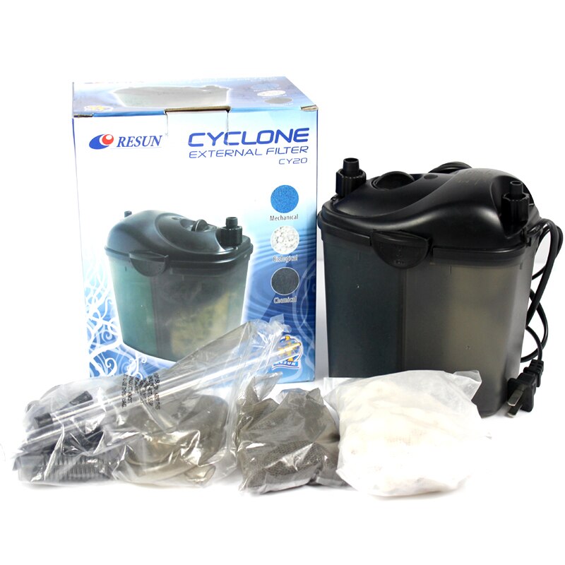 RESUN CY-20/CY20 3w Filtro externo cubo acuario tarro acuario filtro silencioso 150L/H bote de filtro de tanque de Coral