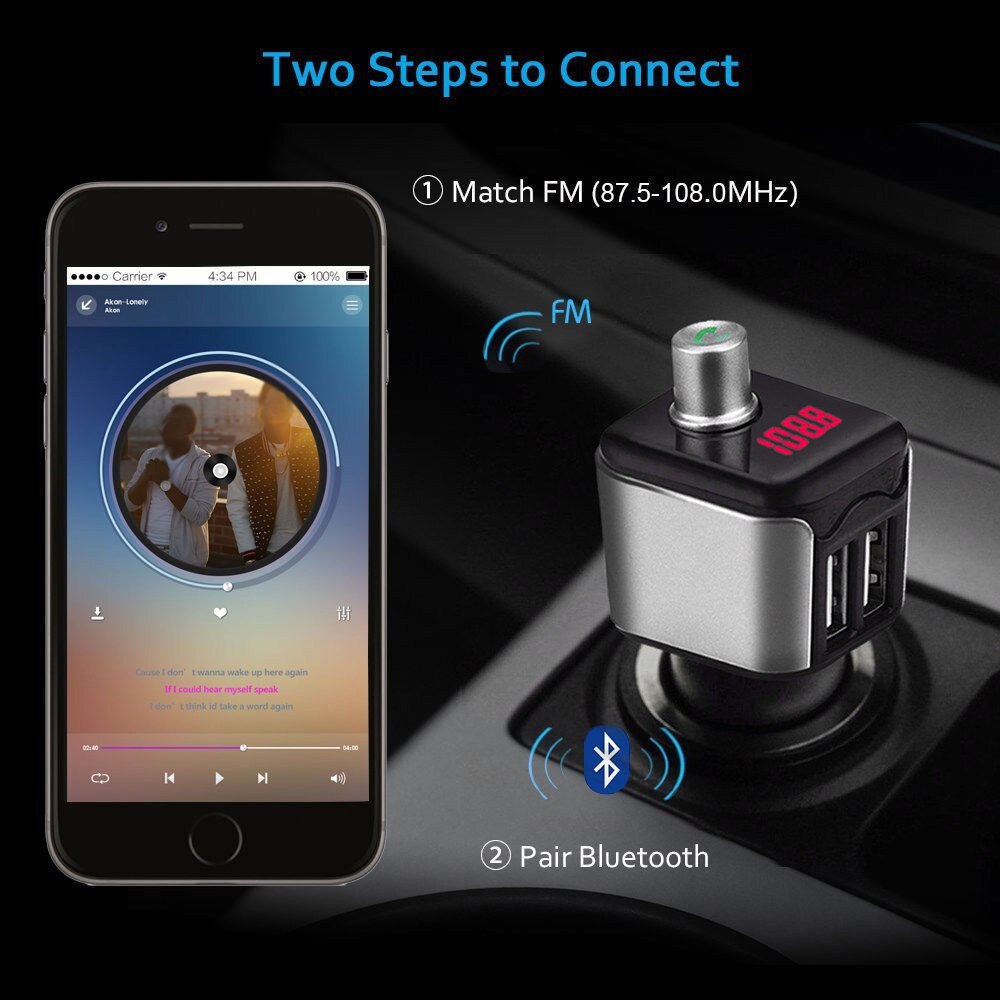 Draagbare Dual Usb Autolader Car Kit Fm Zenders Draadloze Handsfree Bellen MP3 Speler Dual Usb Opladen Lader