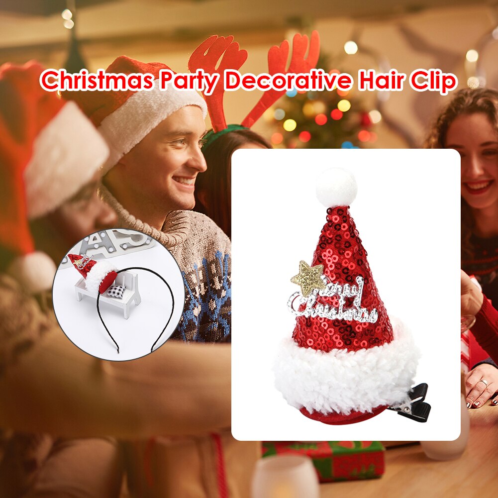 Sombrero de Navidad, Clip para el pelo con lentejuelas, accesorio para el pelo, accesorio decorativo para de cumpleaños, accesorios para el pelo de niños, , Festival