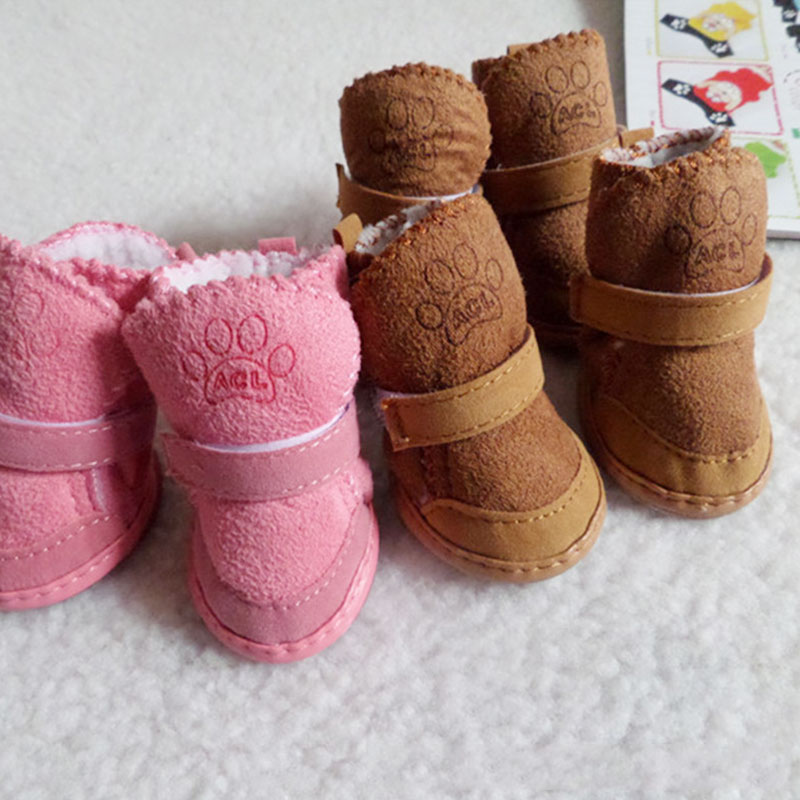 Chaussures pour animaux de compagnie, 4 pièces, épaisses et chaudes, bottes en Carton de neige et de pluie, baskets pour chiots, accessoires pour chiens