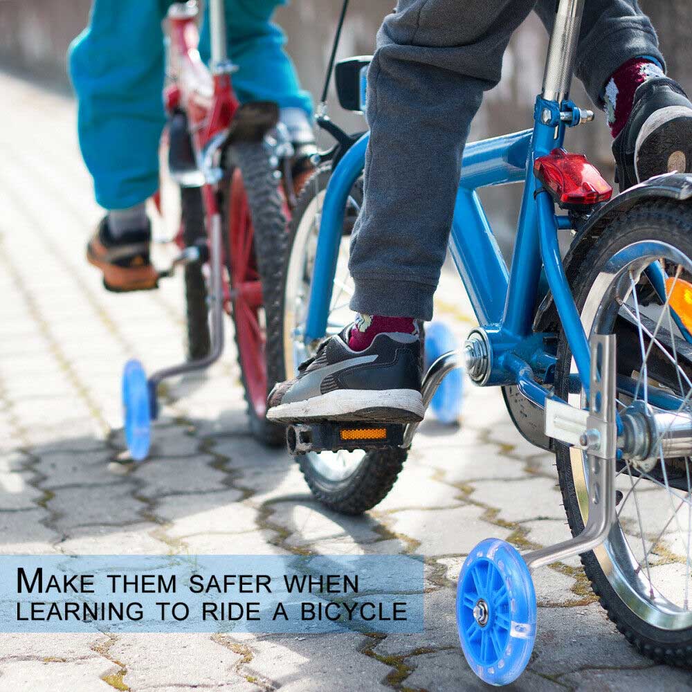 children bicycle auxiliary wheel (light blue) 2PC Universal Kids Bike Stabilisers Wheels Training For 12"-20" Cycle Bikes