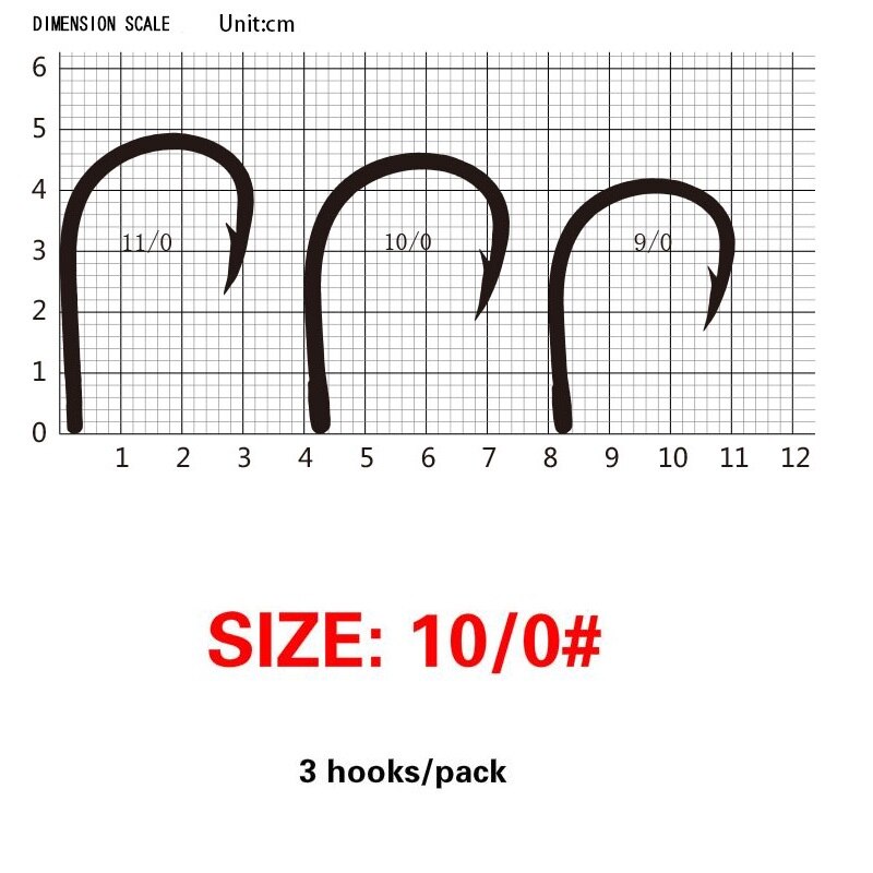 Mustad fiskekrokar 10827np- bn karp krok 1# 1/0 -12/0 södra olje jätte hav taggad fisk krok svart fisk: 10 0