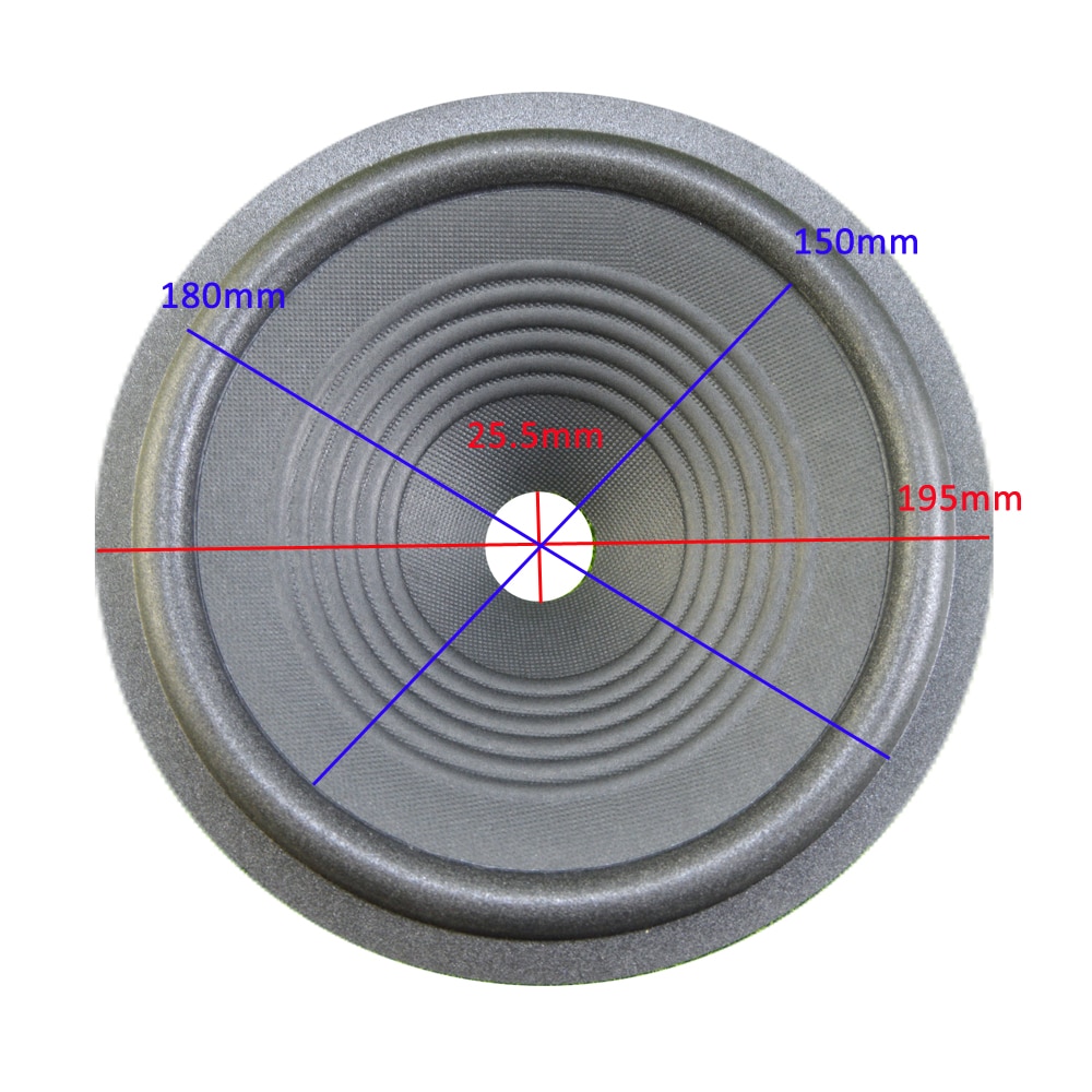 8 inch Luidspreker Papieren Conus (195mm * 180mm * 150mm * 25.5mm) 45mm Hoogte Met Foam Rand Speaker Woofer Papieren Conus