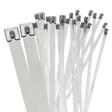 10Pcs 4.6Mm Rvs Metalen Kabelbinder Rits Zak Multifunctionele Locking 100/150/200/250/300/350/400/450 Zip Wrap Uitlaat