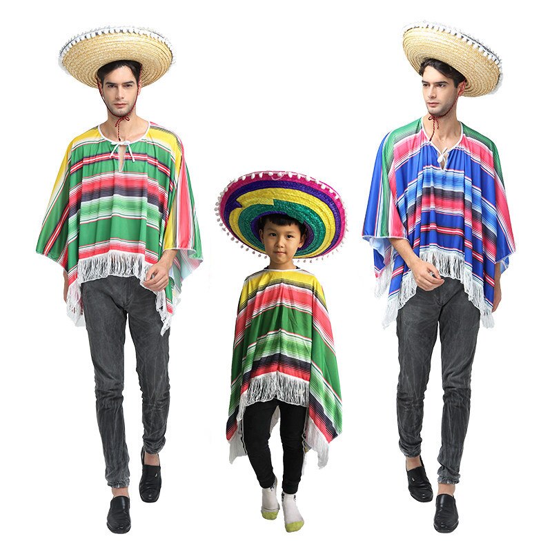 Men's Halloween Mexican Cloak Mexico Costume Mexican Fancy Dress Cape Party Costume for Party Mexico Costumes Cosplay